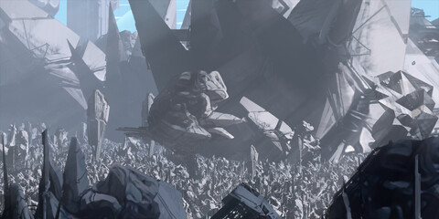 Colorful fantasy forest. Abstract imaginary plants. Vivid concept art scenery. 2d illustration.