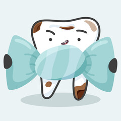 Caries patient tooth with candy