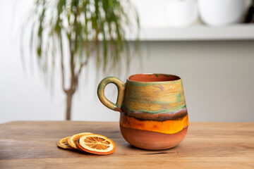 design coffee mug on wooden table