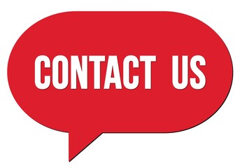 CONTACT  US text written in a red speech bubble