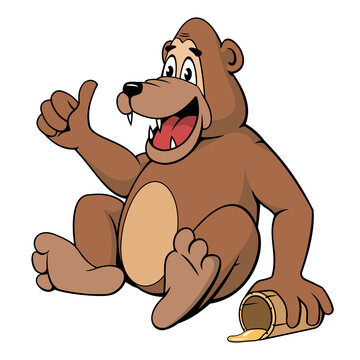 Happy Funny Bear. Cartoon Character. Vector drawing.