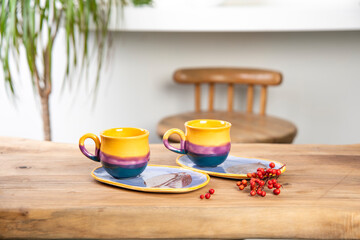 design turkish coffee cups on table