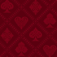 Playing cards suits vintage seamless pattern