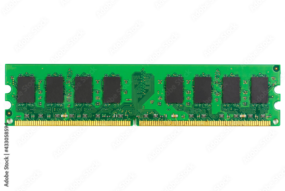 Wall mural random access memory (ram) of computer isolated on white background.