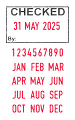 Vector illustration of the Checked stamp and editable dates (day, month and year) in ink stamps