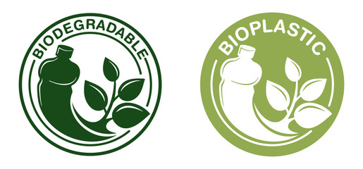 Biodegradable badge - bottle turns to plant branch