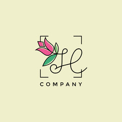 Letter H Beautiful Flower Logo Design Vector Graphic Illustration