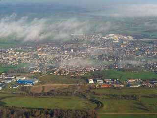 vue aérienne de la ville de Gournay-en-Braye en Seine Maritime en France