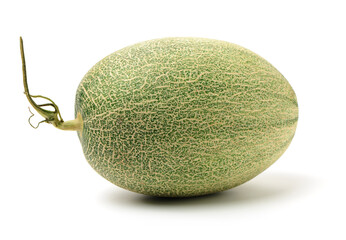 Netted melon on white background 