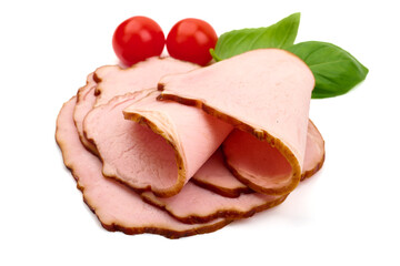 Smoked pork, isolated on white background. High resolution image