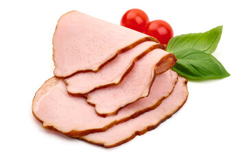 Smoked pork, isolated on white background. High resolution image