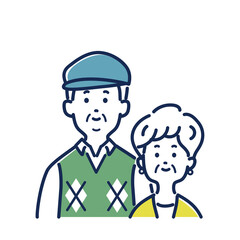 シニアカップルのイラスト素材