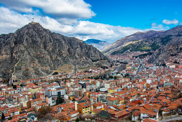 Fototapeta na wymiar Amasya city overview from mountain in Turkey