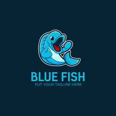Blue fish cartoon vector design