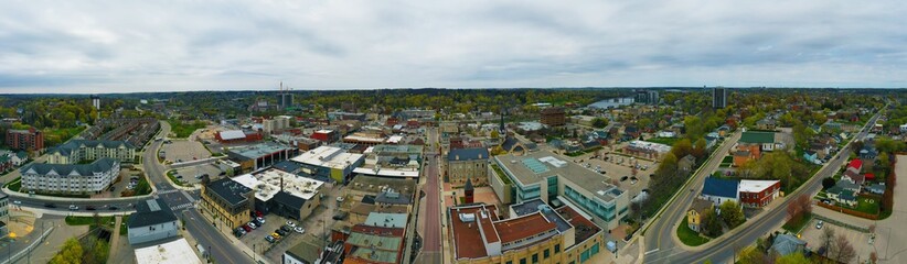Aerial panorama view of the city of Cambridge, Canada