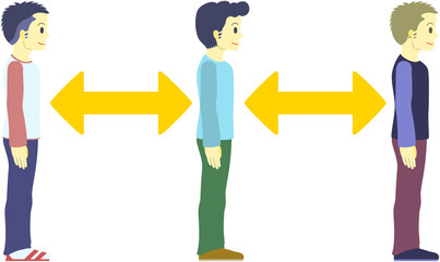 ソーシャルディスタンス（男性・矢印あり）