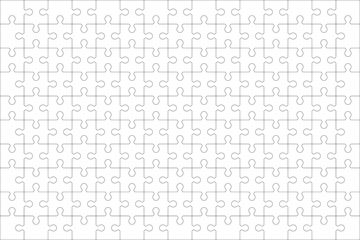 Puzzles grid - blank template. Jigsaw puzzle with 150 pieces. Mosaic background for thinking game is 15x10 size. Game with details. Vector illustration. - obrazy, fototapety, plakaty