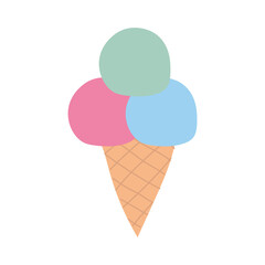 Ice cream elements in a cone.
Sweet summer delicacy with different tastes, isolated popsicle with different topping.Vector illustration for web,design, print.
