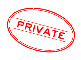 Grunge red private word oval rubber seal stamp on white background