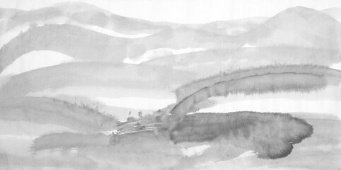 Chinese style simple ink landscape art