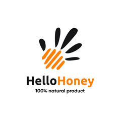 helly symbol with honeycomb for honey brand logo