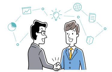 ベクターイラスト素材：握手をする男性ビジネスマン
