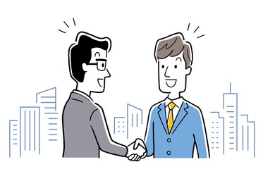 ベクターイラスト素材：握手をする男性ビジネスマンたち
