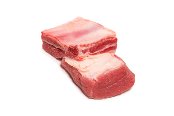 Raw beef ribs isolated on white background.