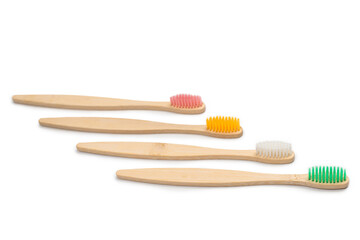 Bamboo toothbrush isolated on a white background.