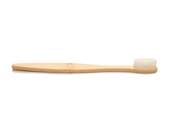 Bamboo toothbrush isolated on a white background.