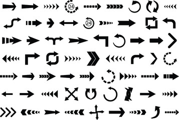 Arrows set of 40 black icons, Arrow vector collection, Cursor. Modern simple arrows	
