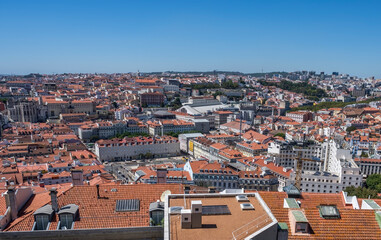 Fototapeta na wymiar Lisbon - view from St George Castle towards City Centre