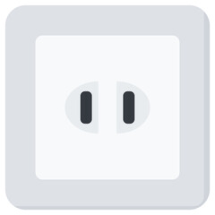 White Flat Wall Socket Vector Illustration Icon