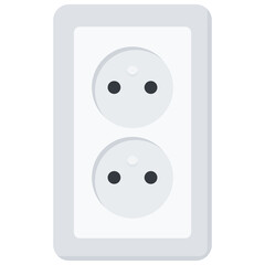 White Flat Wall Socket Vector Illustration Icon
