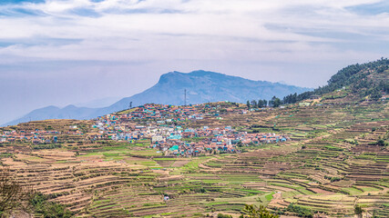 Whole village with  landscape -Tamil Nadu, India, Kodaikanal