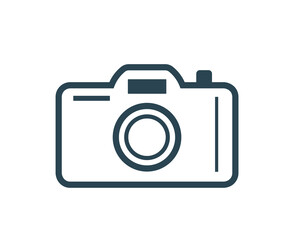 Vector video icon, photo camera made of thin line. 