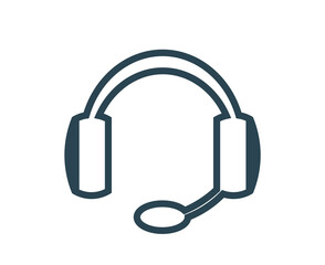 Vector icon of headphones, a headset made of a thin line. 