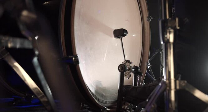 The pedal hits the bass drum