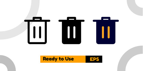 recycle bin icon with three style for poster, social media, and presentation