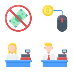 Cashier and Digital payment icon set Payment related vector