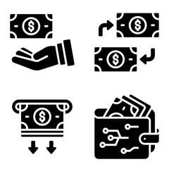 Money and Wallet icon set Payment related vector