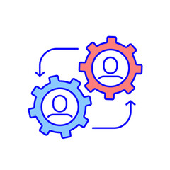 Business partnership RBG color icon. Synergy, teamwork, collaboration, research, meeting. Thin line vector illustration.