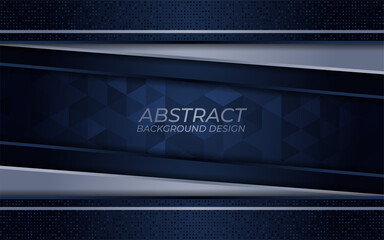 Abstract dark blue and line silver background with overlap layer