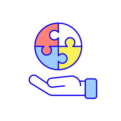 Business partnership RBG color icon. Synergy, teamwork, collaboration, research, meeting. Thin line vector illustration.