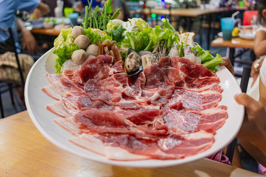 A Large Shabu Set In A Buffet Restaurant