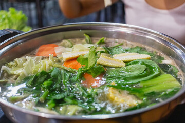 assorted vegetables in hot pot