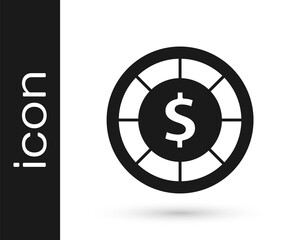 Black Casino chips icon isolated on white background. Casino gambling. Vector