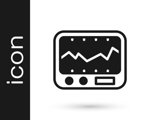 Black Electrical measuring instrument icon isolated on white background. Analog devices. Measuring device laboratory research. Vector