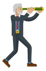 Telescope Spyglass Character Business Concept