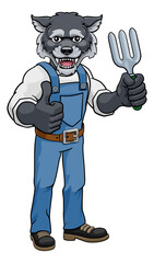 Wolf Gardener Gardening Animal Mascot